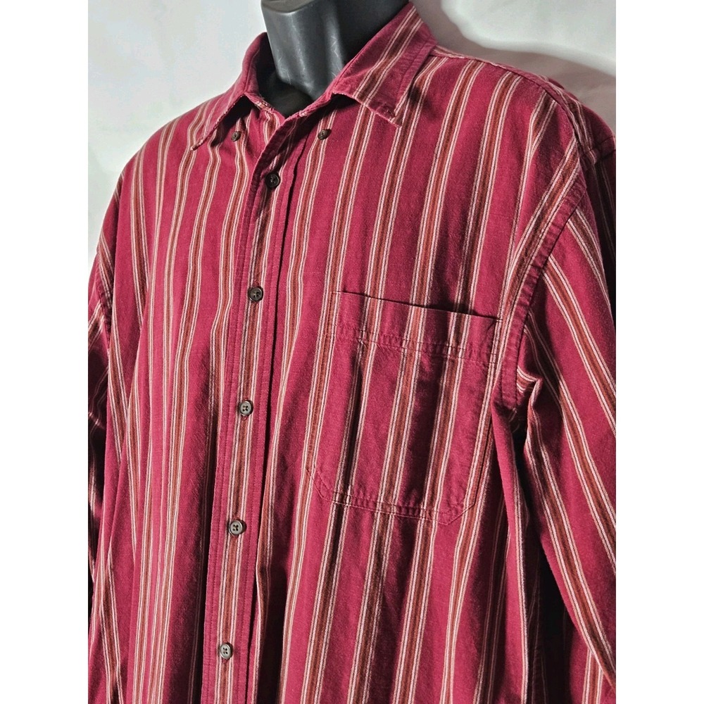 Vintage‎ St John's Bay Heavyweight Red Striped Shirt Mens Size Large